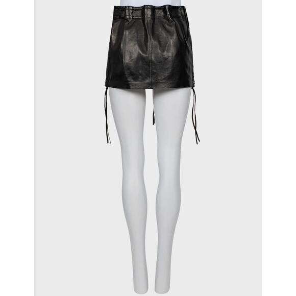 Saint Laurent Black Leather Mini Skirt - Size FR36 / S - Picture 3 of 4